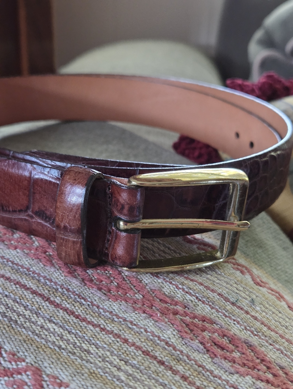 Mens Martin Dingman Alligator Grain Italian Calfskin Leather Belt 38 - Picture 13 of 16